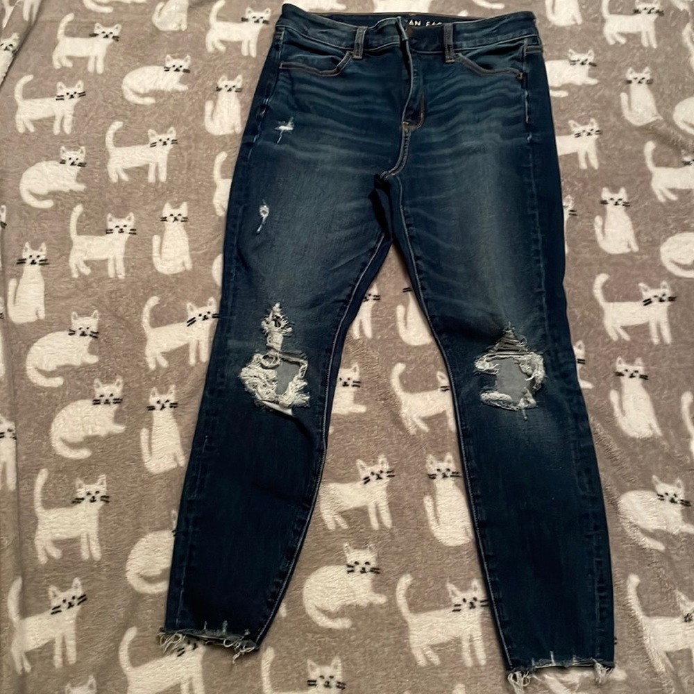 American Eagle Size 8 Stonewashed Distressed Short - image 1